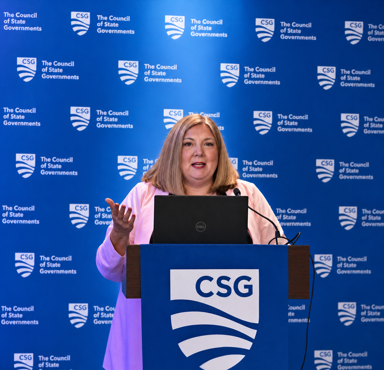 Cindy Beane speaking at the Council of State Governments